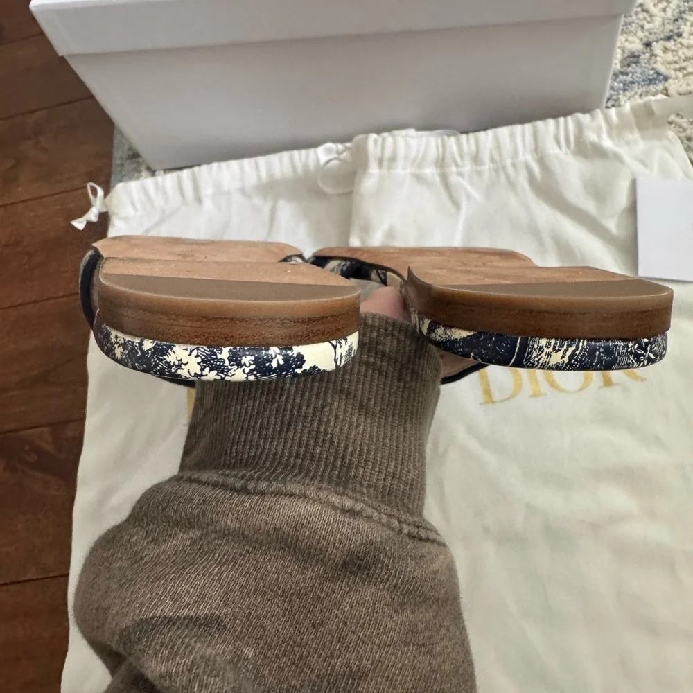 Dior Dway Toile de Jouy Slides Sandals | Size 38 | New With Tags + Box - Picture 5 of 9
